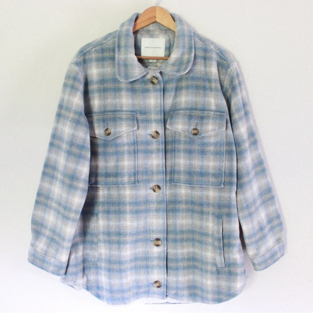 American Eagle Plaid Blue Shacket